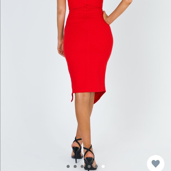 Princess Polly Red Aero One Shoulder Midi Sheath Bodycon Dress Women’s Size 8 - Picture 2 of 3